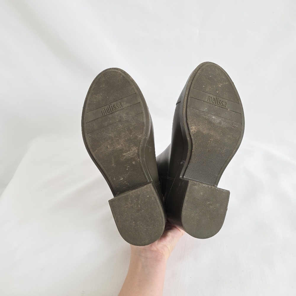Melissa Welly Heeled Rain Boots Olive Ankle - Picture 5 of 7
